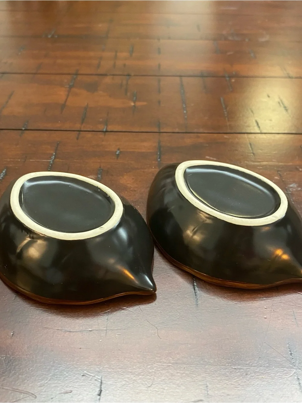 Pair Small Blue Ceramic Leaf Dishes - Sushi/Soy Sauce or Trinket Dish